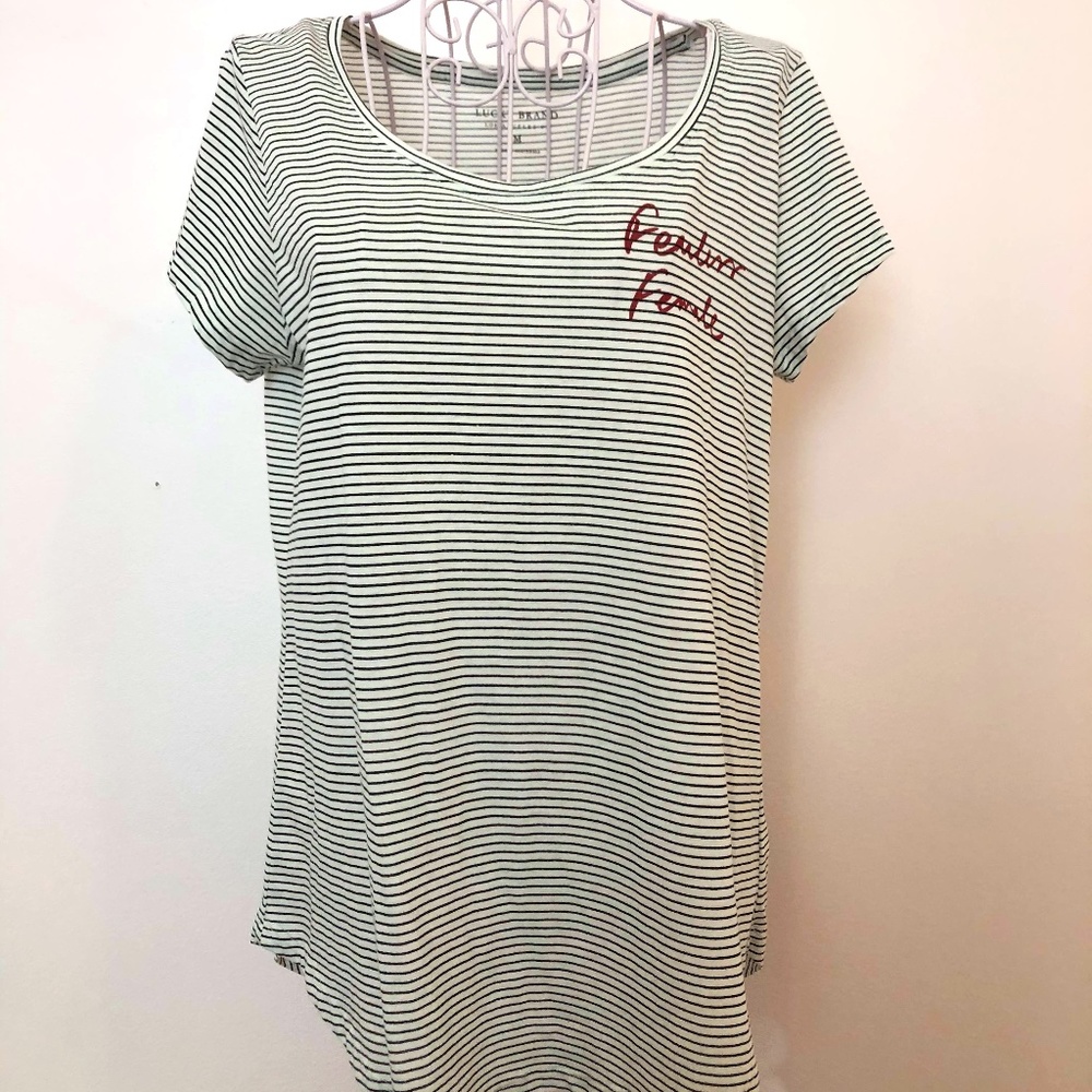 Lucky Brand "Fearless Female" striped tee